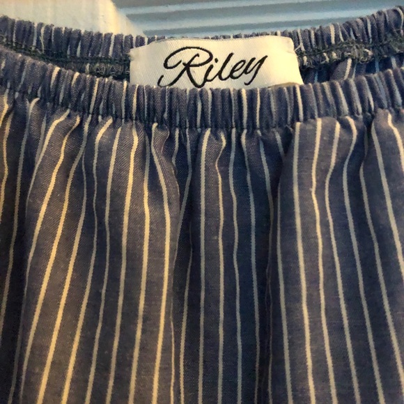 Riley Romper denim stripe off shoulder worn once! - Picture 3 of 4